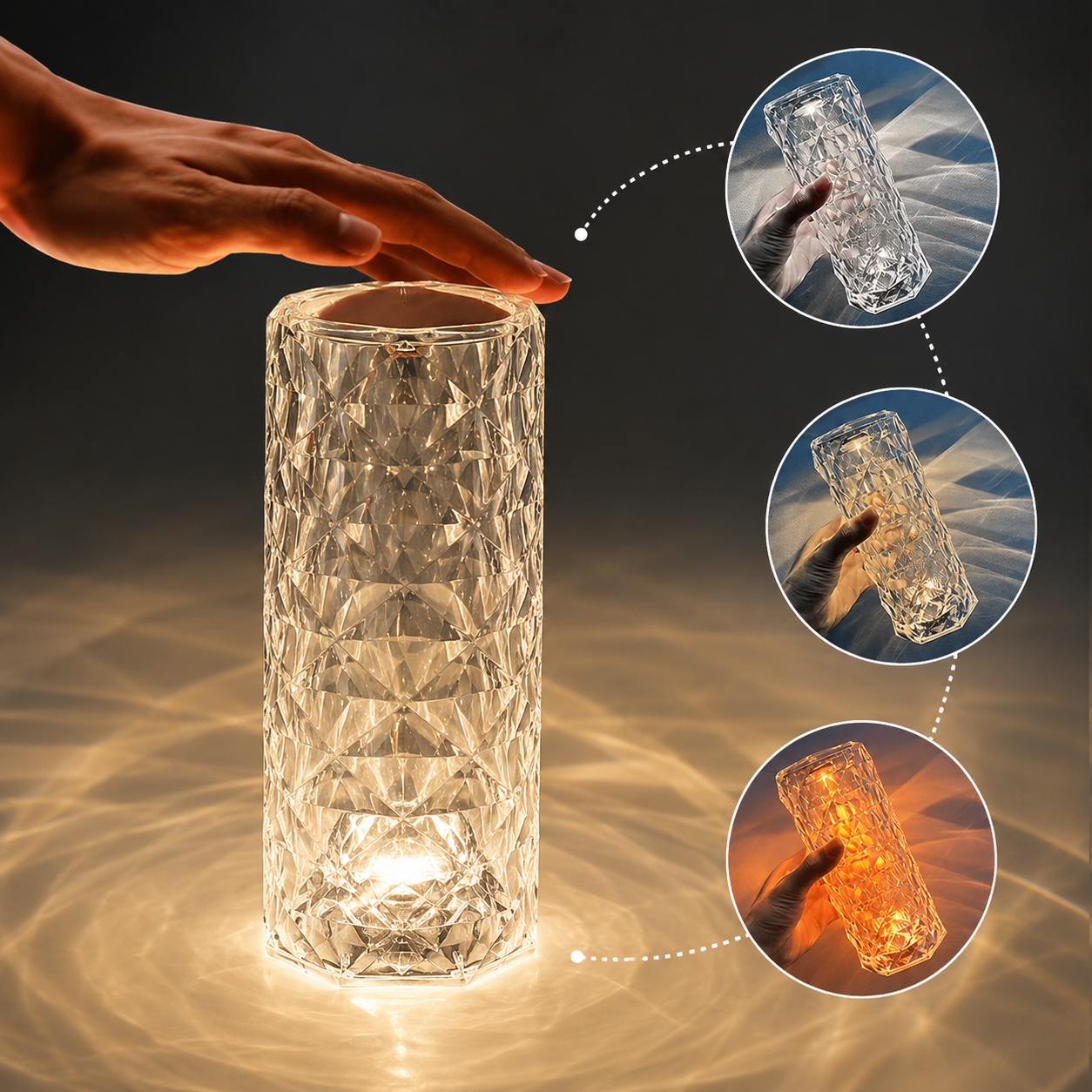 Rechargeable Rose Diamond Table Lamp
